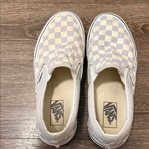 Vans Slip-On Flats - Cream and White Checkered
